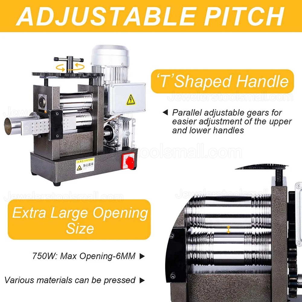 750W 160mm Jewelry Electric Rolling Mill Machine With Square DrawPlates for Metal Sheet and Wire